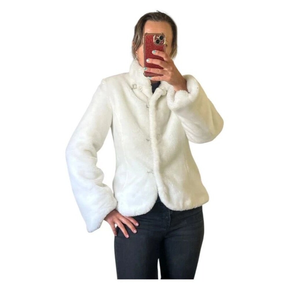 Faux fur white jacket, size Small